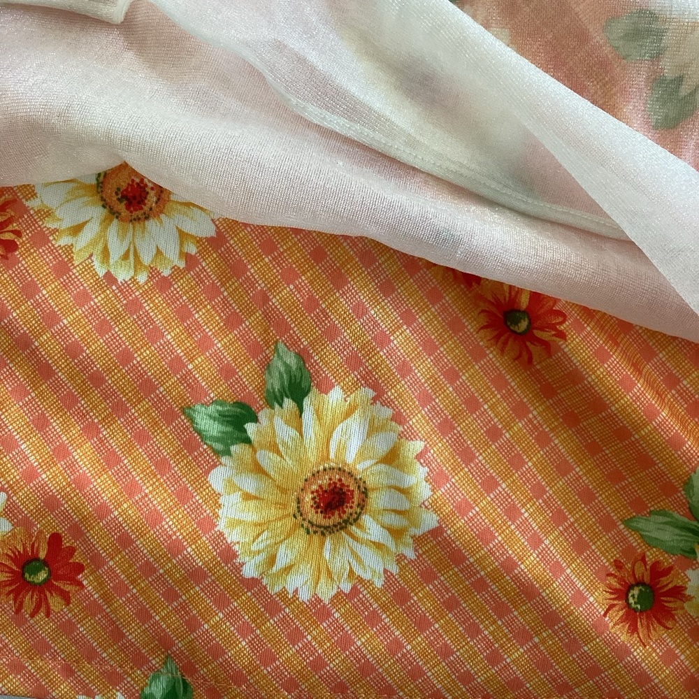 Vintage Orange/ White Floral Sleeveless Summer Mini Dress SZ S - Picture 5 of 6